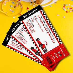 Invitación Race Car Carreras Boy Cumpleaños Party Ticket