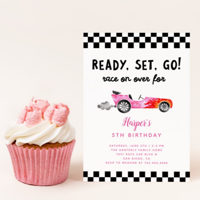 Invitación Race Car Chica Preparado Set Go Fiesta de Cumpleañ (Subido por el creador)