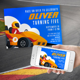 Invitación Race Car Cualquier fiesta de cumpleaños de la edad