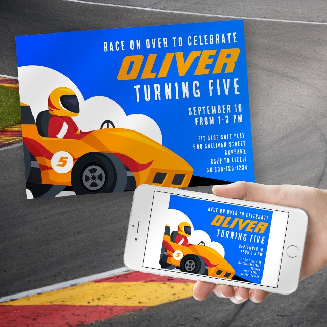 Invitación Race Car Cualquier fiesta de cumpleaños de la edad (Subido por el creador)