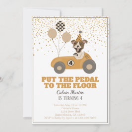 Invitación Race Car Dog Boys Cuarta Fiesta de Cumpleaños
