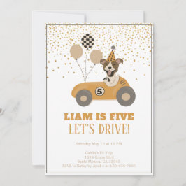 Invitación Race Car Dog Boys Fiesta de cumpleaños 5