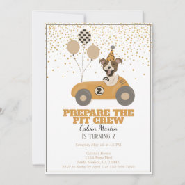Invitación Race Car Dog Boys Segunda fiesta de cumpleaños