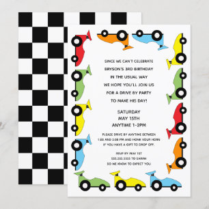 Invitación Race Car Drive Por Fiesta De Cumpleaños