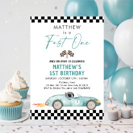 Invitación Race Car First Birday Fast One