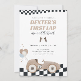 Invitación Race Car First Lap Around the Track 1st Birthday