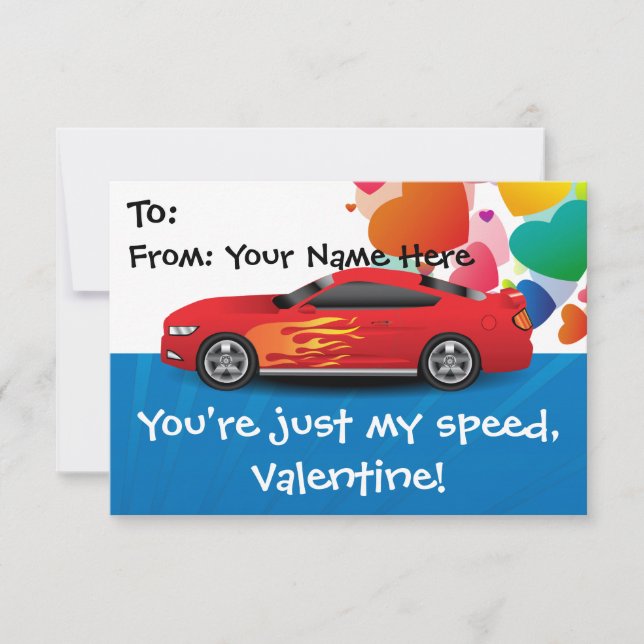 Invitación Race Car Kids Salón de clases personalizado Valent (Anverso)