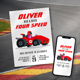 Invitación Race Car Need for Speed 4º Fiesta de cumpleaños