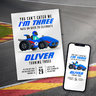 Invitación Race Car no me puede atrapar al tercer Fiesta de c