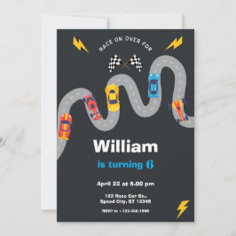 Invitación Race Car Rally Birthday Party