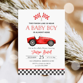Invitación Race Car Red Carreras Boy Baby Shower