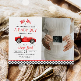 Invitación Race Car Red Carreras Boy Foto de Baby Shower