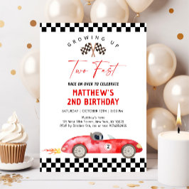 Invitación Race Car Second Birday Two Fast