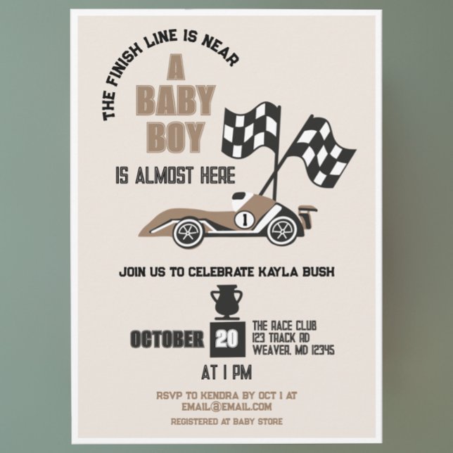 Invitación Race Car Sporty Boy Baby Shower (Subido por el creador)