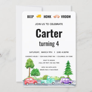 Invitación Race Car Two Fast Vintage Boy Transportation