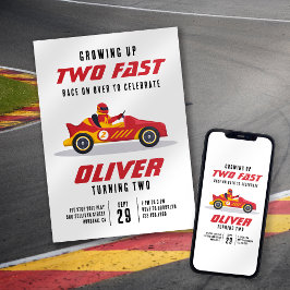 Invitación Race Car Two Fiesta de cumpleaños rápido