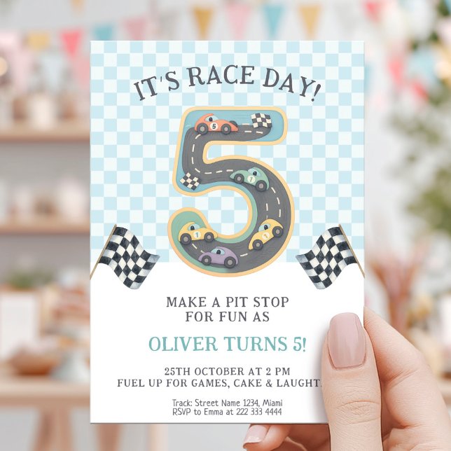 Invitación Race Day Fifth Birthday (Subido por el creador)