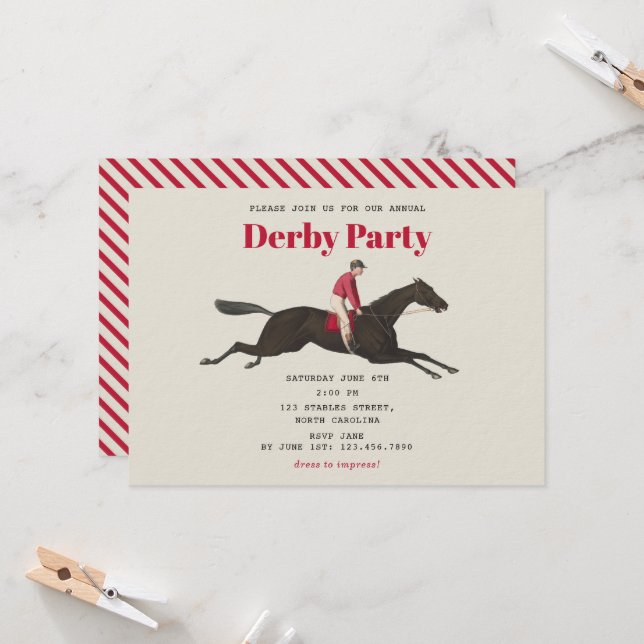 Invitación Race Horse Derby Party Equestrian Racing Birthday (Anverso/Reverso In Situ)