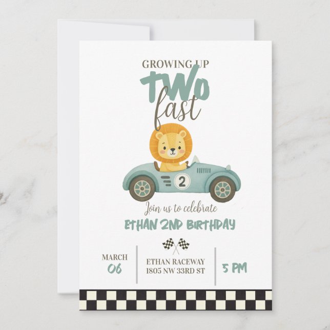 Invitación Race On Over – Car-Themed Birthday Invite (Anverso)