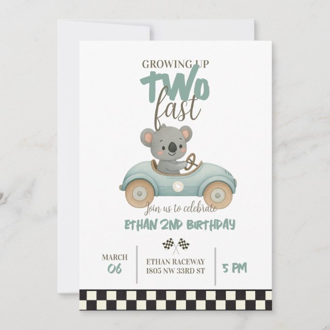 Invitación Race On Over – Car-Themed Birthday Invite (Anverso)