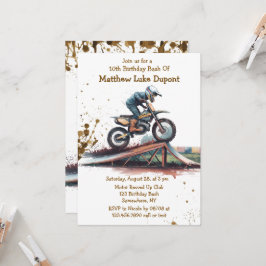 Invitación Racer Revuelto: Bash de cumpleaños de moto