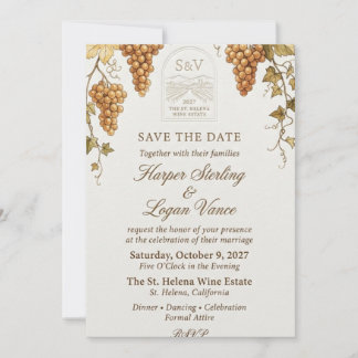 Invitación Racimos de Uvas de Viñedo, Arco de Finca Vinícola