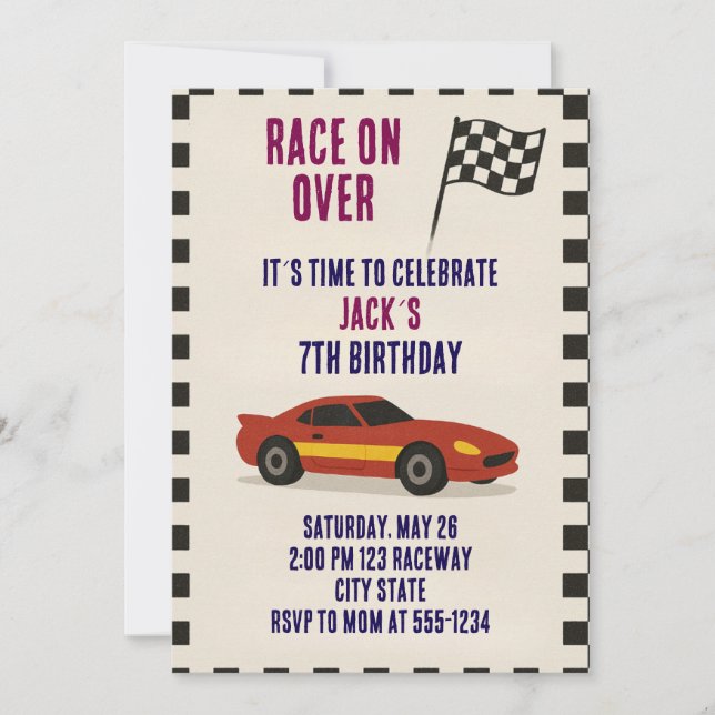 Invitación Racing Birthday  (Anverso)