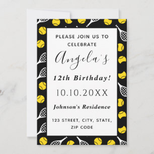 Invitación Racquet Racquet Ball Pattern Niños Fiesta de cumpl