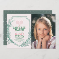 Racquet Retro Rosa y Verde Chica Cumpleaños