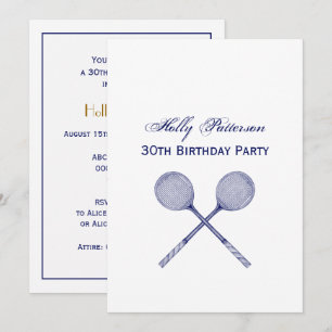 Invitación Racquets cruzados azul