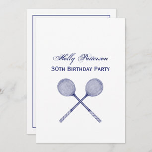 Invitación Racquets cruzados azul