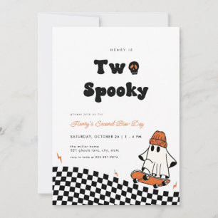 Invitación Rad Ghost Two Spooky Dude Second Birthday Invite