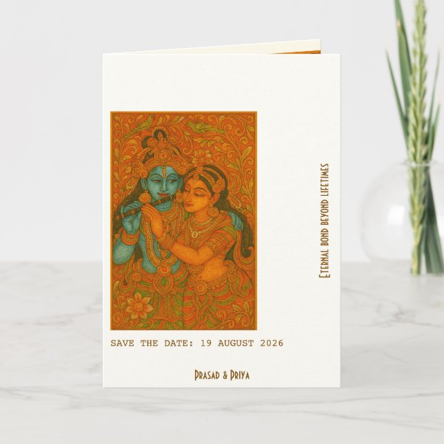 Invitación Radha Krishna Mural painting Indian (Anverso)