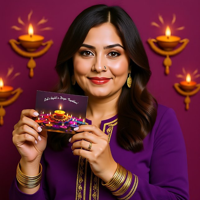 Invitación Radiación mágica Diwali (Magical Diwali Radiance Invitation, custom text both sides)