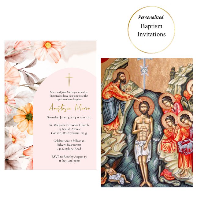 Invitación Radiant Pastel Spring Flowers Orthodox Baptism     (Subido por el creador)