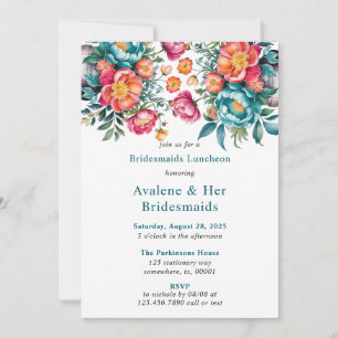 Invitación Radiant Peony Bouquet Bridesmaids Luncheon