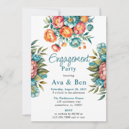 Invitación Radiant Peony Bouquet Engagement Party