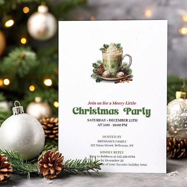 Invitación Radiant retro Christmas late coffee party invite (Radiant retro Christmas angel party invitation

)