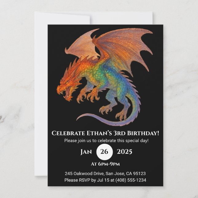 Invitación Radiant Scale Dragon Birthday Invitation (Anverso)