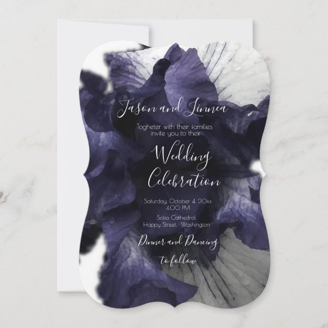 Invitación Radiante Minimalista morado oscuro diafánico moder (Anverso)