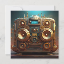 Invitación Radio Caja de Sonido Steampunk