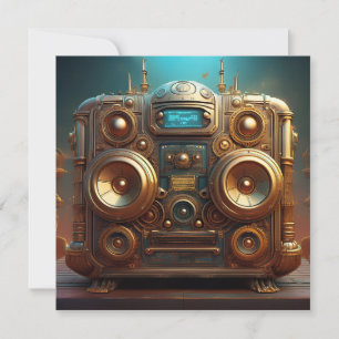 Invitación Radio Caja de Sonido Steampunk