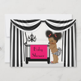 Invitación Radio Zebra afroamericana y Baby Shower