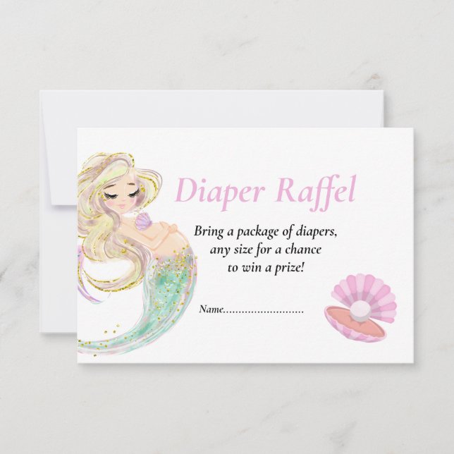 Invitación Raffel rosa de la sirena para Baby Shower (Anverso)