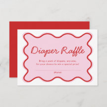 Raffle de pañales Baby Shower rosado y rojo con cu