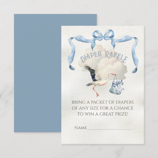 Invitación Raffle del pañal de barrido de cinta de Baby Showe (Anverso / Reverso)