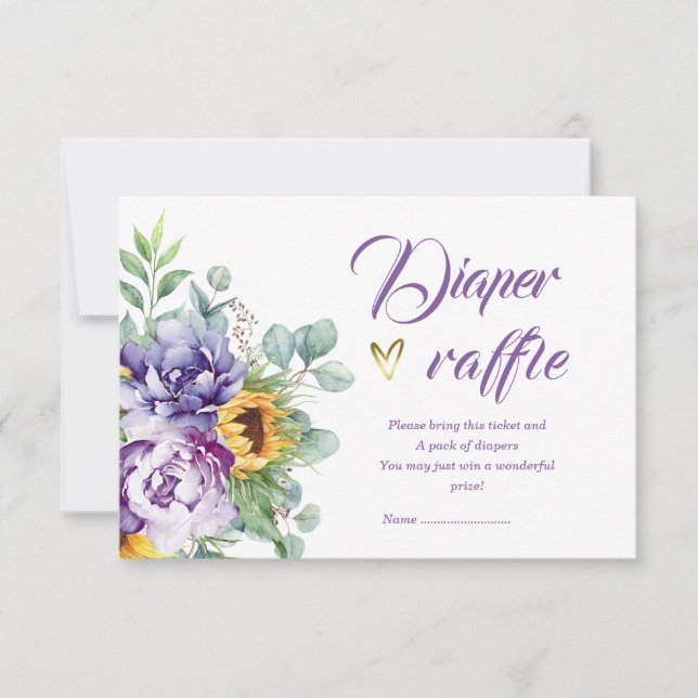 Invitación Raffle morado y amarillo (Anverso)