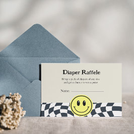 Invitación Raffle retro vintage blanco y negro de pañales par