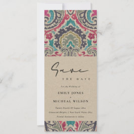 INVITACIÓN RAFT BOHO TRIBAL IKAT PINK VERDE AZULADA SALVAR LA