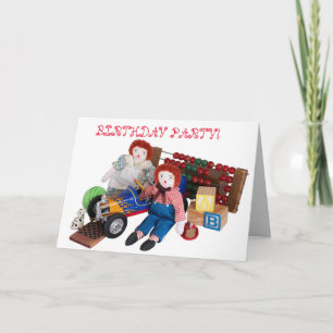 Invitación Raggedy Ann Andy juguete niño chica bebé de cumple